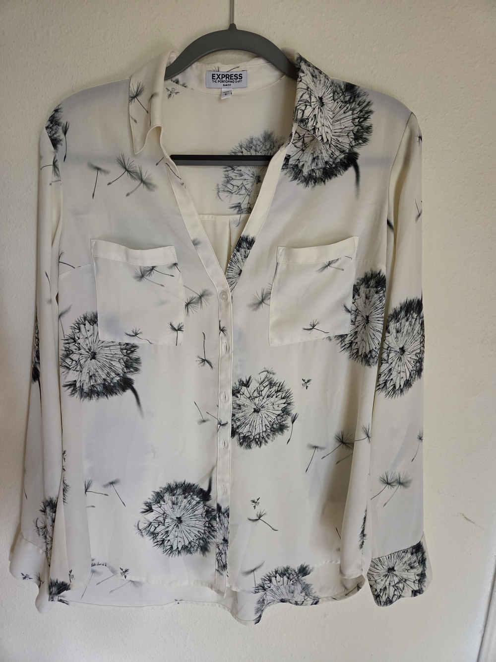 Express Cream Blouse with Black Dandelion Print